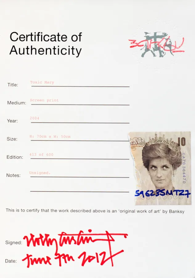 Certificate of authenticity example